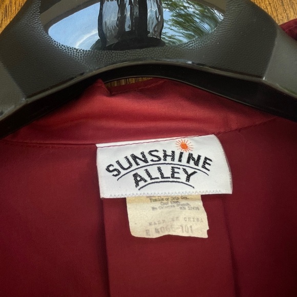 VTG SUNSHINE ALLEY TEA DRESS SHIRT DRESS + BELT Red Retro Two Toned Dress 16 - Picture 8 of 12